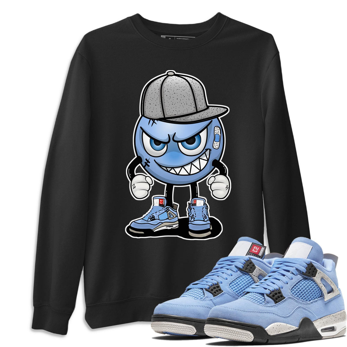 Jordan 4 University Blue Shirt To Match Jordans Mischief Emoji Sneaker Tees Jordan 4 University Blue Drip Gear Zone Sneaker Matching Clothing Unisex Shirts