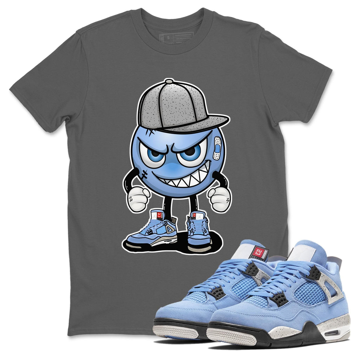 Jordan 4 University Blue Shirt To Match Jordans Mischief Emoji Sneaker Tees Jordan 4 University Blue Drip Gear Zone Sneaker Matching Clothing Unisex Shirts