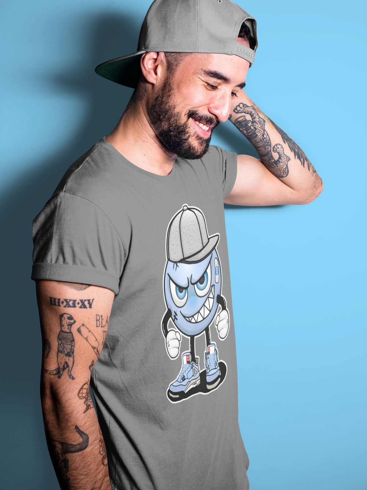 Jordan 4 University Blue Shirt To Match Jordans Mischief Emoji Sneaker Tees Jordan 4 University Blue Drip Gear Zone Sneaker Matching Clothing Unisex Shirts