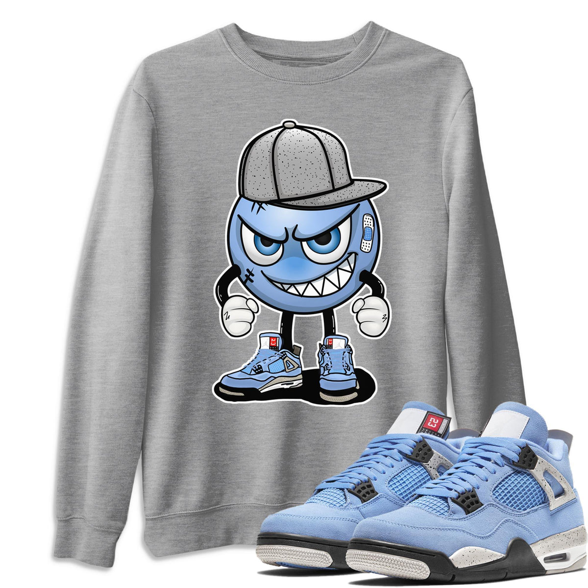 Jordan 4 University Blue Shirt To Match Jordans Mischief Emoji Sneaker Tees Jordan 4 University Blue Drip Gear Zone Sneaker Matching Clothing Unisex Shirts