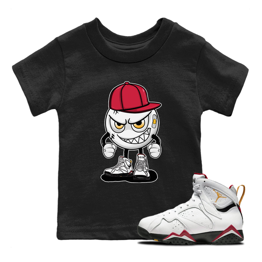 Jordan 7 Cardinal Shirt To Match Jordans Mischief Emoji Sneaker Tees Jordan 7 Cardinal Drip Gear Zone Sneaker Matching Clothing Kids Shirts