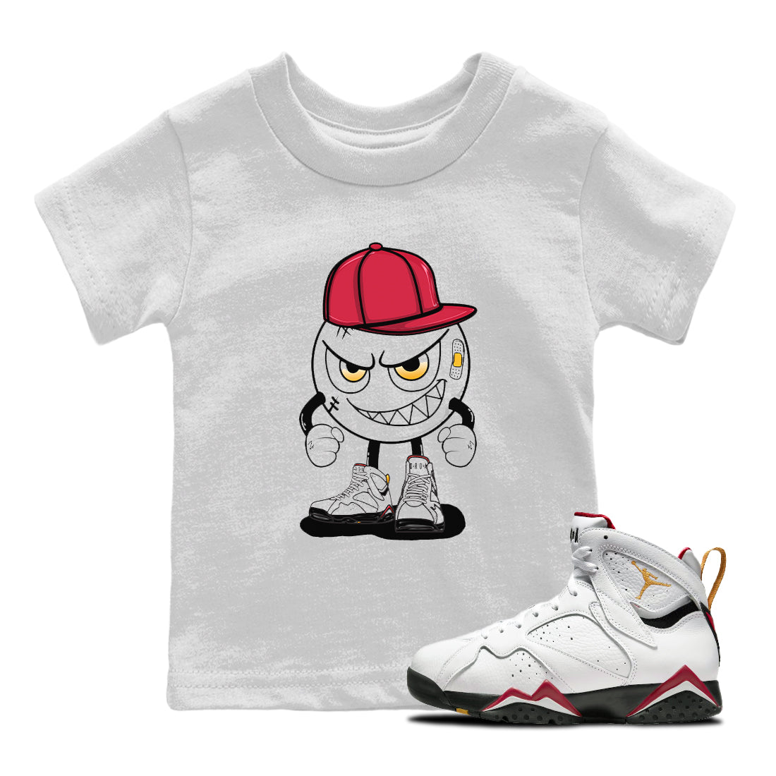 Jordan 7 Cardinal Shirt To Match Jordans Mischief Emoji Sneaker Tees Jordan 7 Cardinal Drip Gear Zone Sneaker Matching Clothing Kids Shirts