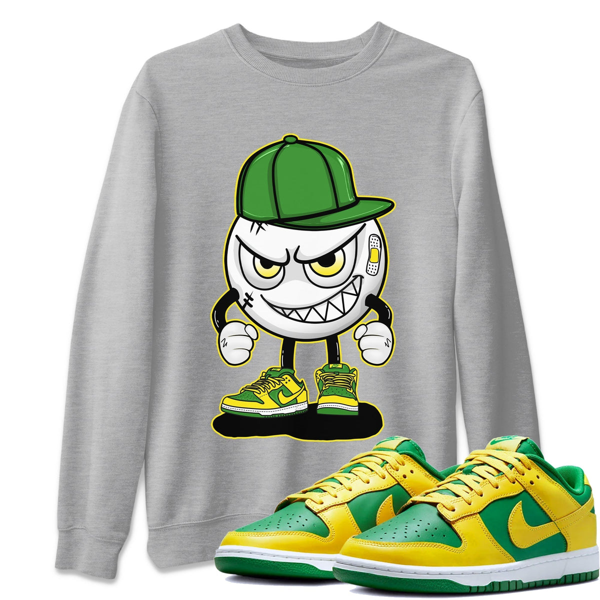 Dunk Reverse Brazil Sneaker Match Tees Mischief Emoji Sneaker Tees Dunk Reverse Brazil Jordan to match sneaker T-Shirt Crew Neck Shirts