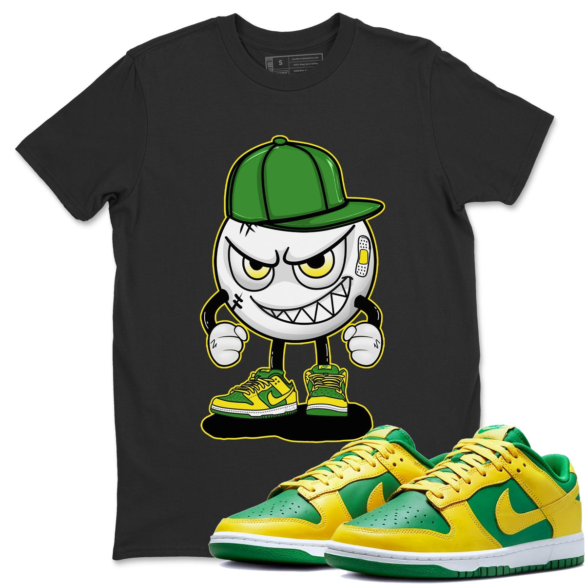 Dunk Reverse Brazil Sneaker Match Tees Mischief Emoji Sneaker Tees Dunk Reverse Brazil Jordan to match sneaker T-Shirt Crew Neck Shirts