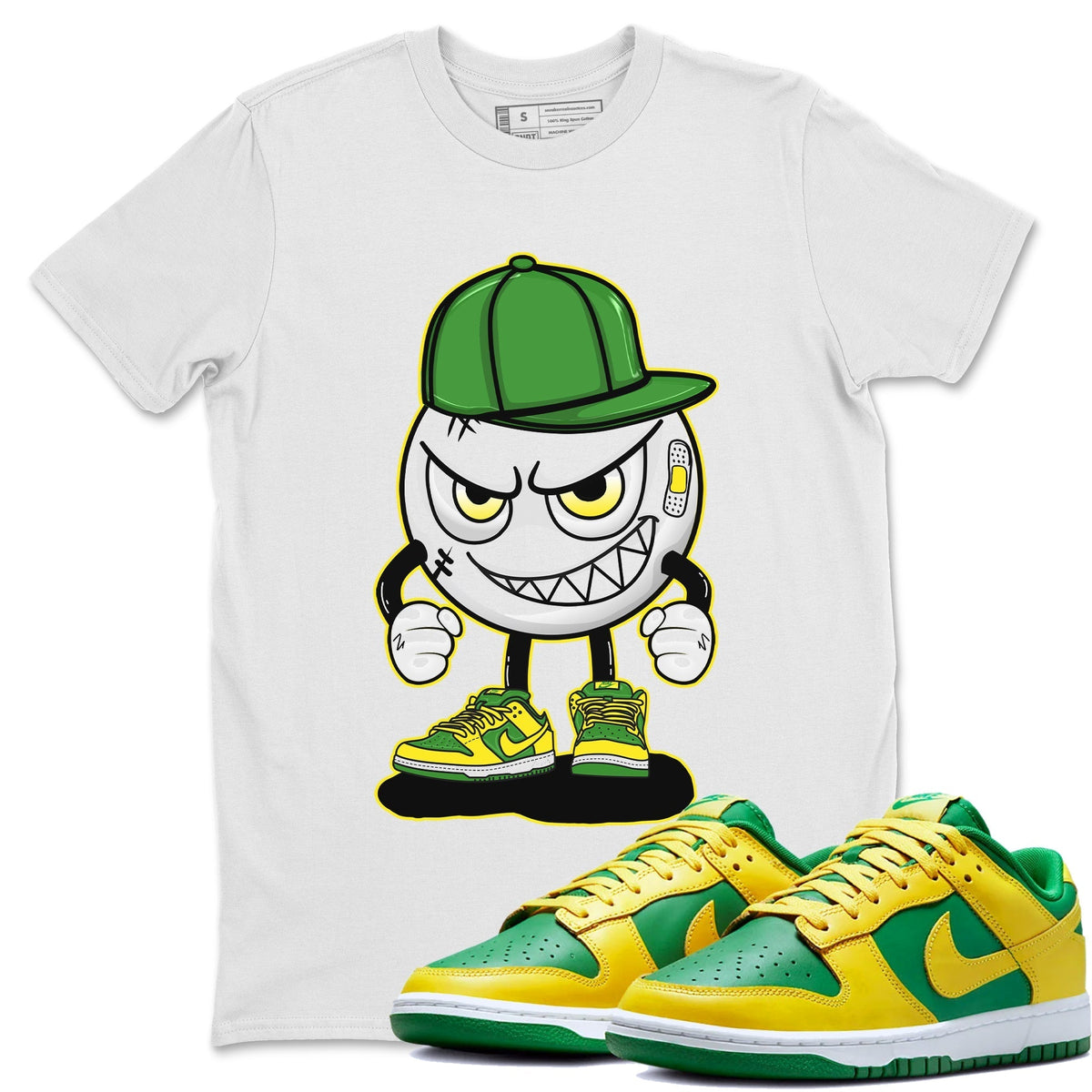 Dunk Reverse Brazil Sneaker Match Tees Mischief Emoji Sneaker Tees Dunk Reverse Brazil Jordan to match sneaker T-Shirt Crew Neck Shirts