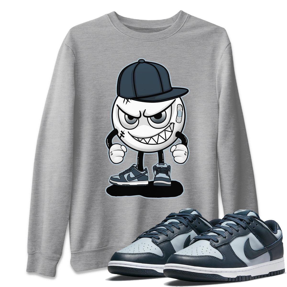 Dunk championship Grey Sneaker Match Tees Mischief Emoji Sneaker Tees Dunk championship Grey Jordan to match sneaker T-Shirt Crew Neck Shirts