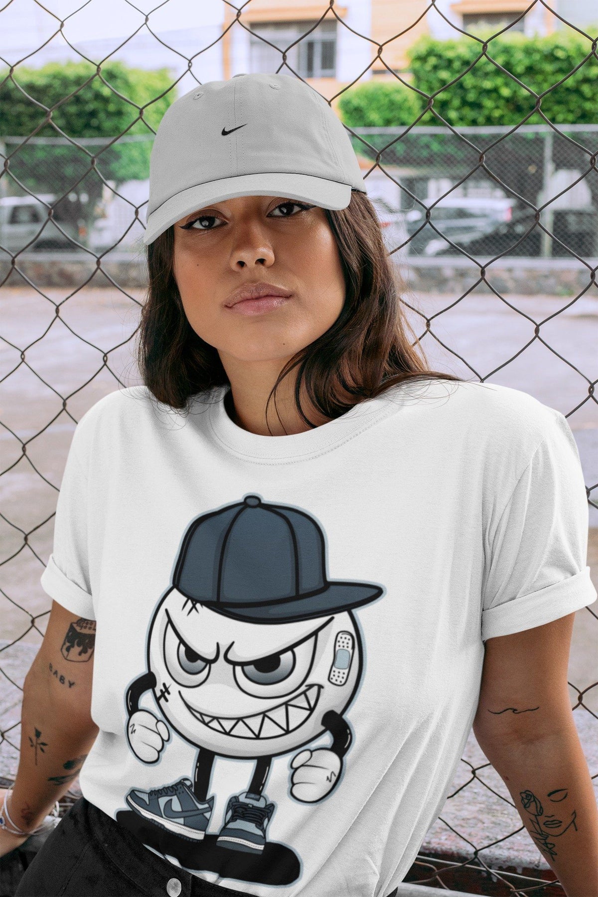 Dunk championship Grey Sneaker Match Tees Mischief Emoji Sneaker Tees Dunk championship Grey Jordan to match sneaker T-Shirt Crew Neck Shirts