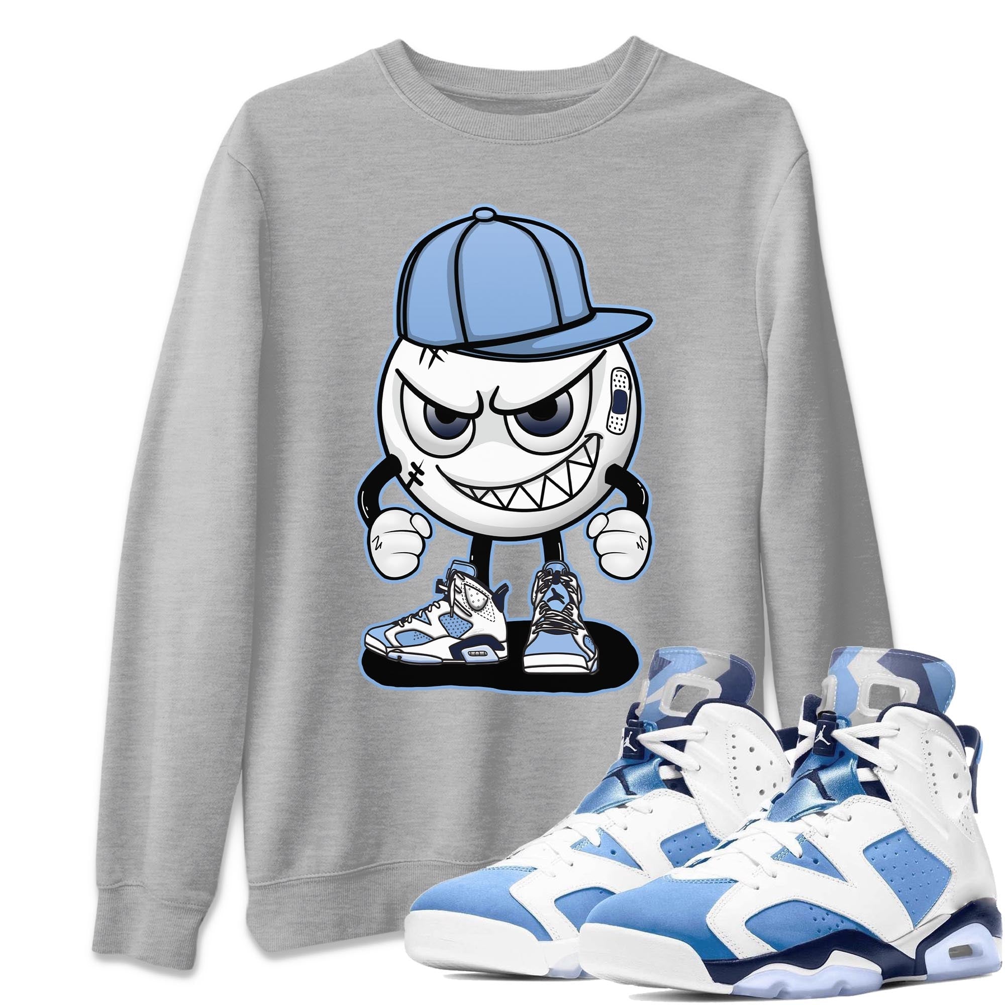 Jordan 6 UNC Shirt To Match Jordans Mischief Emoji Sneaker Tees Jordan 6 UNC Drip Gear Zone Sneaker Matching Clothing Unisex Shirts