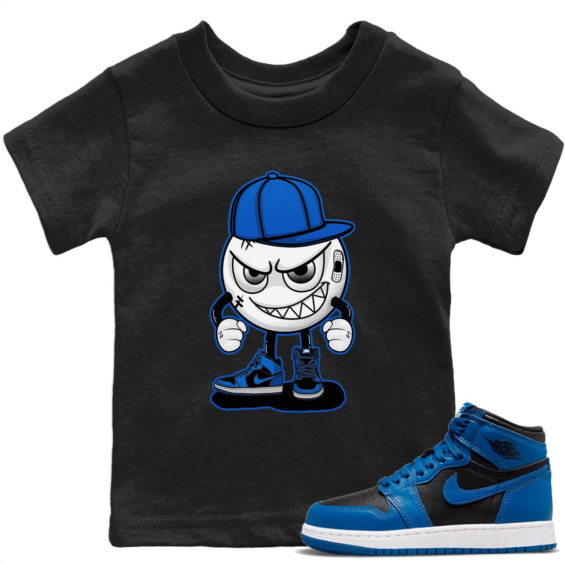 Jordan 1 Dark Marina Blue Sneaker Matching T-Shirt Mischief Emoji Sneaker Tees Jordan 1 Dark Marina Blue Sneaker Release Tees Kids Shirts