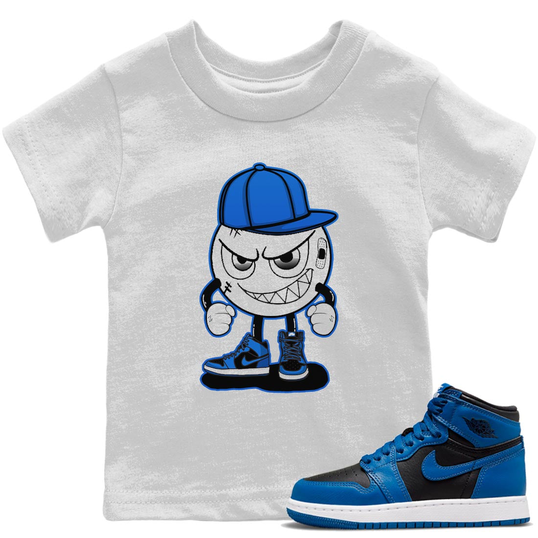 Jordan 1 Dark Marina Blue Sneaker Matching T-Shirt Mischief Emoji Sneaker Tees Jordan 1 Dark Marina Blue Sneaker Release Tees Kids Shirts