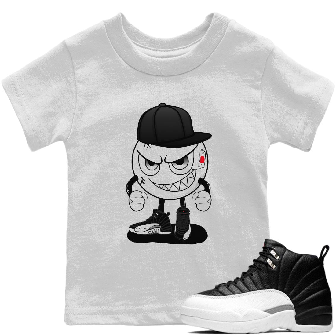 Jordan 12 Playoffs Sneaker Matching T-Shirt Mischief Emoji Sneaker Tees Jordan 12 Playoffs Sneaker Release Tees Kids Shirts