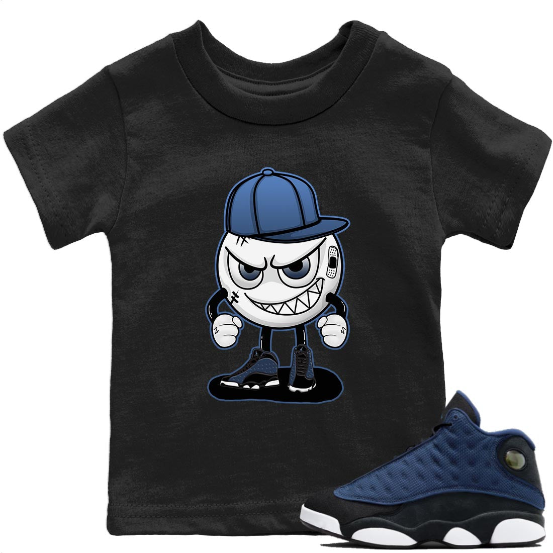 Jordan 13 Brave Blue Sneaker Matching T-Shirt Mischief Emoji Sneaker Tees Jordan 13 Brave Blue Sneaker Release Tees Kids Shirts