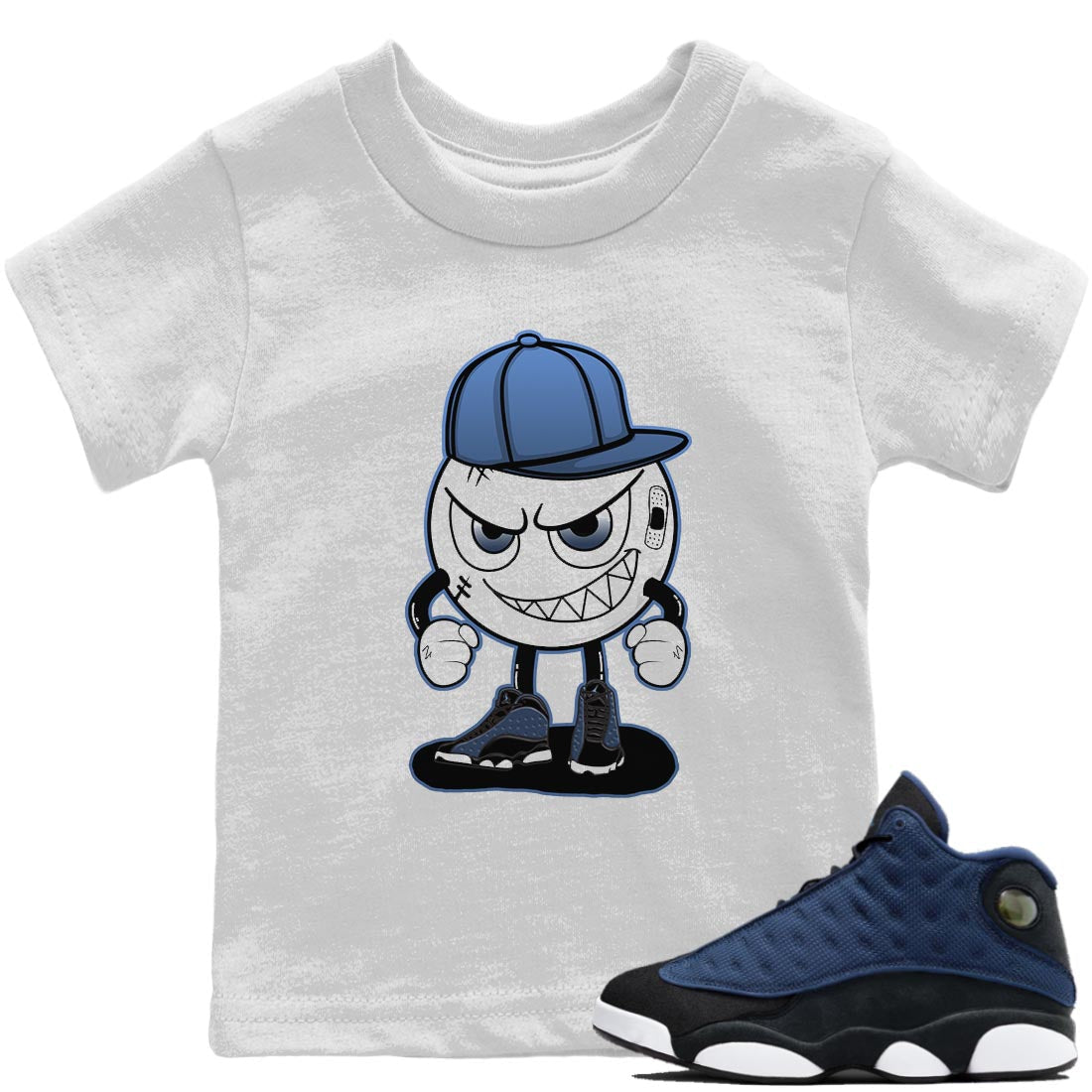 Jordan 13 Brave Blue Sneaker Matching T-Shirt Mischief Emoji Sneaker Tees Jordan 13 Brave Blue Sneaker Release Tees Kids Shirts