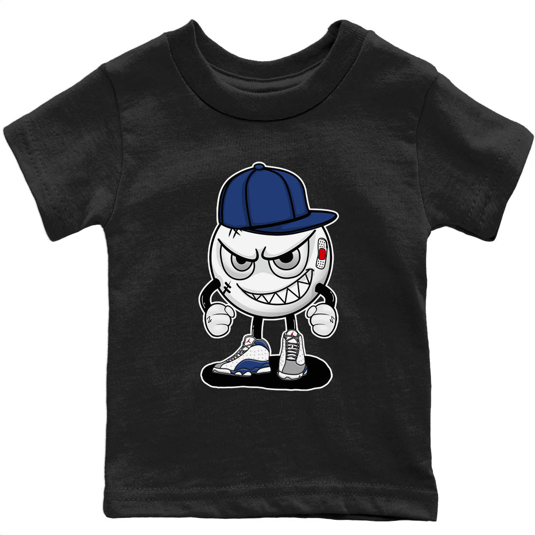 Jordan 13 French Blue Sneaker Matching T-Shirt Mischief Emoji Sneaker Tees Jordan 13 French Blue Sneaker Release Tees Kids Shirts