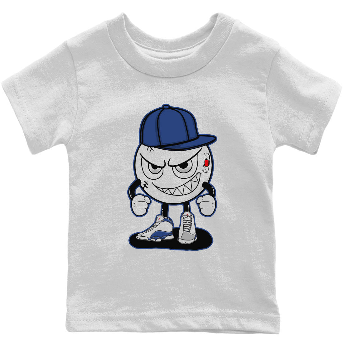 Jordan 13 French Blue Sneaker Matching T-Shirt Mischief Emoji Sneaker Tees Jordan 13 French Blue Sneaker Release Tees Kids Shirts
