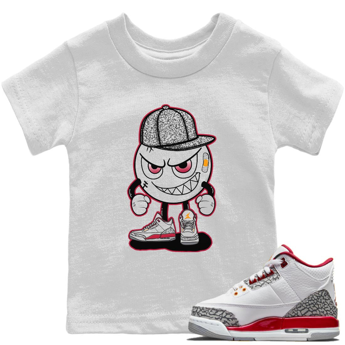 Jordan 3 Cardinal Sneaker Matching T-Shirt Mischief Emoji Sneaker Tees Jordan 3 Cardinal Sneaker Release Tees Kids Shirts