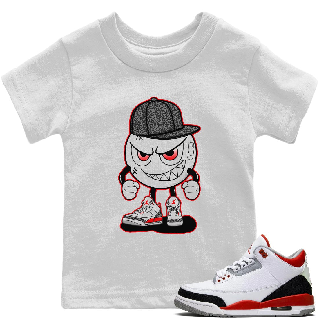 Jordan 3 Fire Red Sneaker Matching T-Shirt Mischief Emoji Sneaker Tees Jordan 3 Fire Red Sneaker Release Tees Kids Shirts