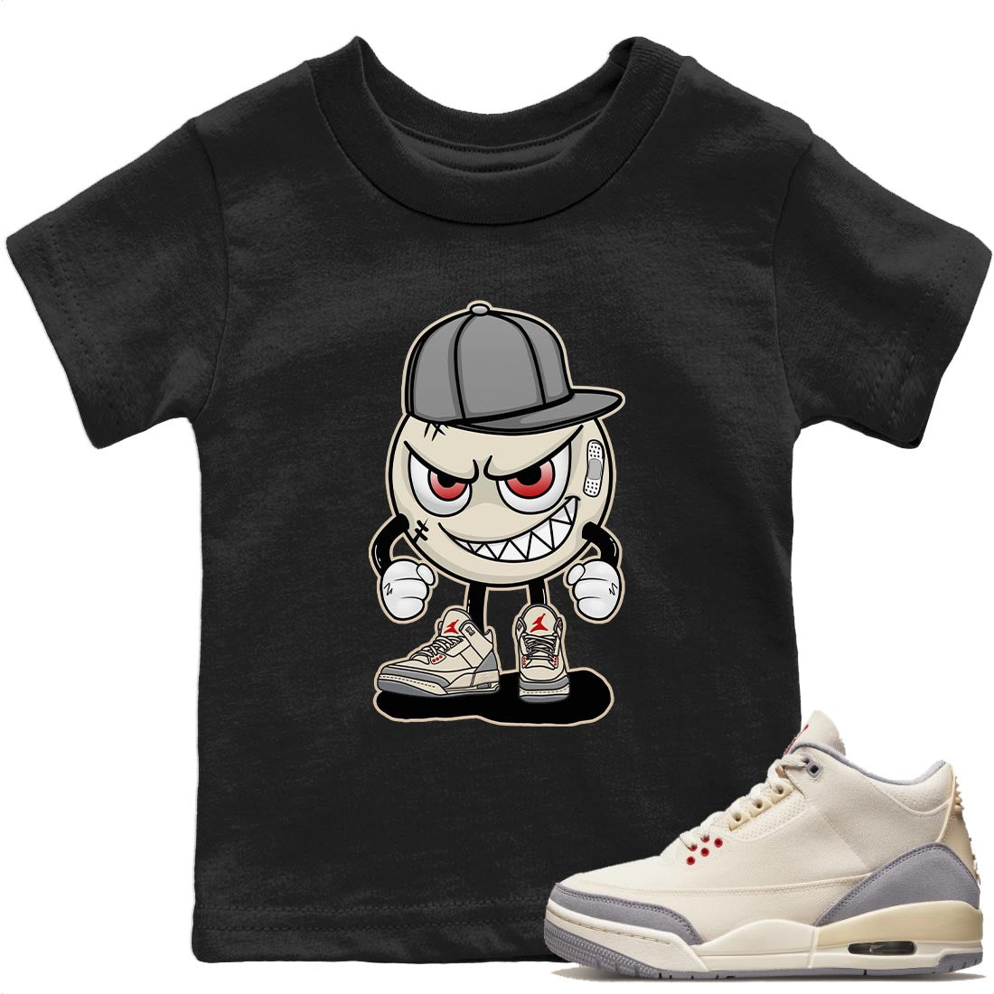Jordan 3 Muslin Sneaker Matching T-Shirt Mischief Emoji Sneaker Tees Jordan 3 Muslin Sneaker Release Tees Kids Shirts