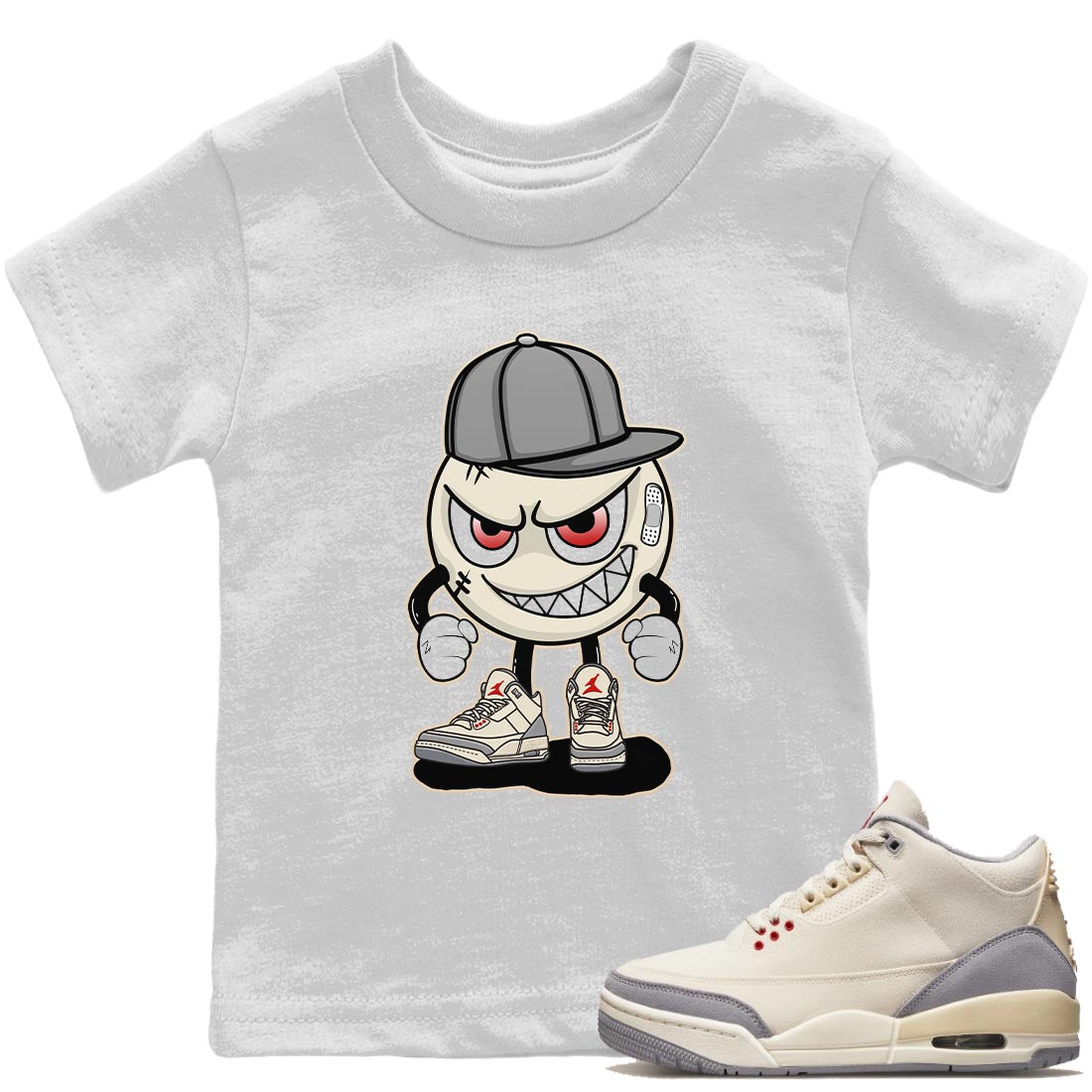 Jordan 3 Muslin Sneaker Matching T-Shirt Mischief Emoji Sneaker Tees Jordan 3 Muslin Sneaker Release Tees Kids Shirts