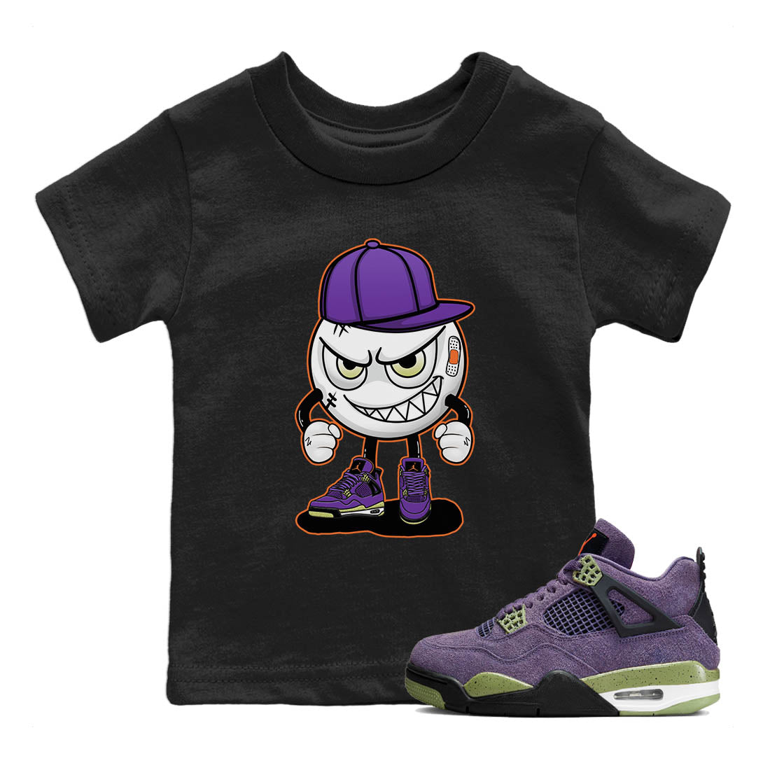 Jordan 4 Canyon Purple Sneaker Matching T-Shirt Mischief Emoji Sneaker Tees Jordan 4 Canyon Purple Sneaker Release Tees Kids Shirts