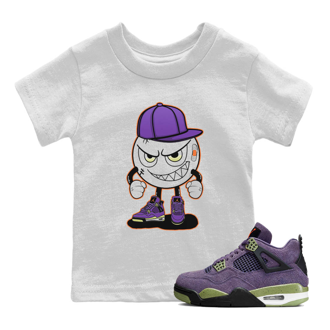 Jordan 4 Canyon Purple Sneaker Matching T-Shirt Mischief Emoji Sneaker Tees Jordan 4 Canyon Purple Sneaker Release Tees Kids Shirts