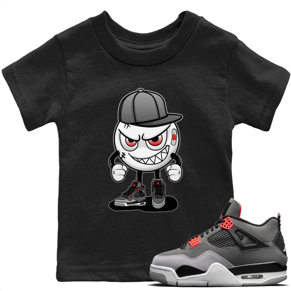 Jordan 4 Infrared Sneaker Matching T-Shirt Mischief Emoji Sneaker Tees Jordan 4 Infrared Sneaker Release Tees Kids Shirts