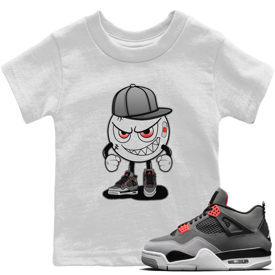 Jordan 4 Infrared Sneaker Matching T-Shirt Mischief Emoji Sneaker Tees Jordan 4 Infrared Sneaker Release Tees Kids Shirts