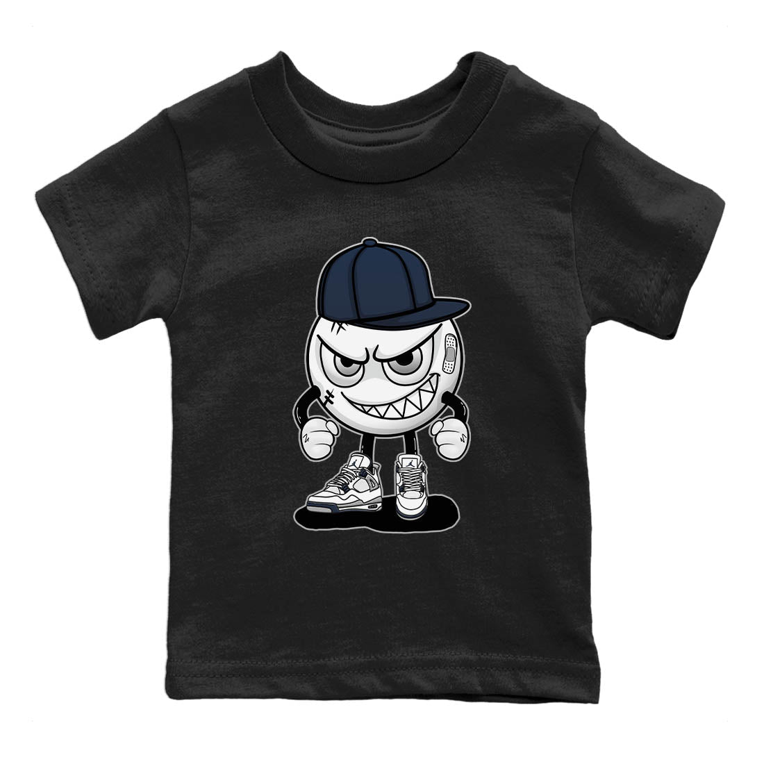 Jordan 4 Midnight Navy Sneaker Matching T-Shirt Mischief Emoji Sneaker Tees Jordan 4 Midnight Navy Sneaker Release Tees Kids Shirts