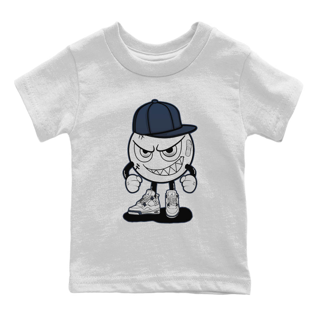 Jordan 4 Midnight Navy Sneaker Matching T-Shirt Mischief Emoji Sneaker Tees Jordan 4 Midnight Navy Sneaker Release Tees Kids Shirts