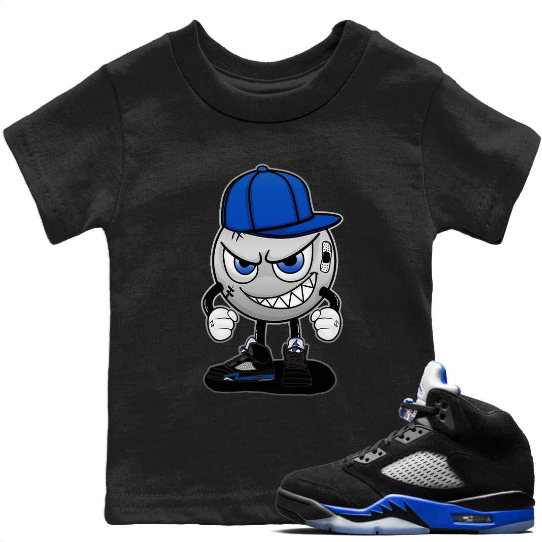 Jordan 5 Racer Blue Sneaker Matching T-Shirt Mischief Emoji Sneaker Tees Jordan 5 Racer Blue Sneaker Release Tees Kids Shirts