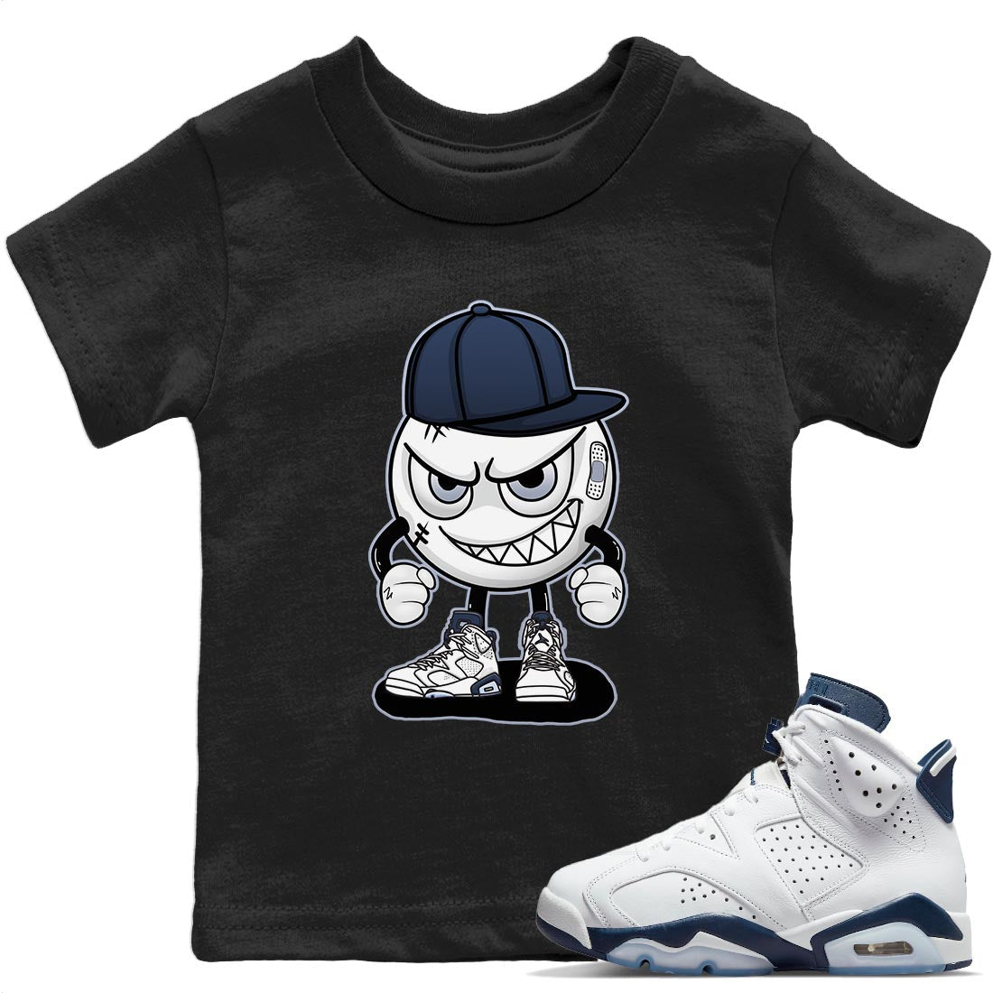 Jordan 6 Midnight Navy Sneaker Matching T-Shirt Mischief Emoji Sneaker Tees Jordan 6 Midnight Navy Sneaker Release Tees Kids Shirts
