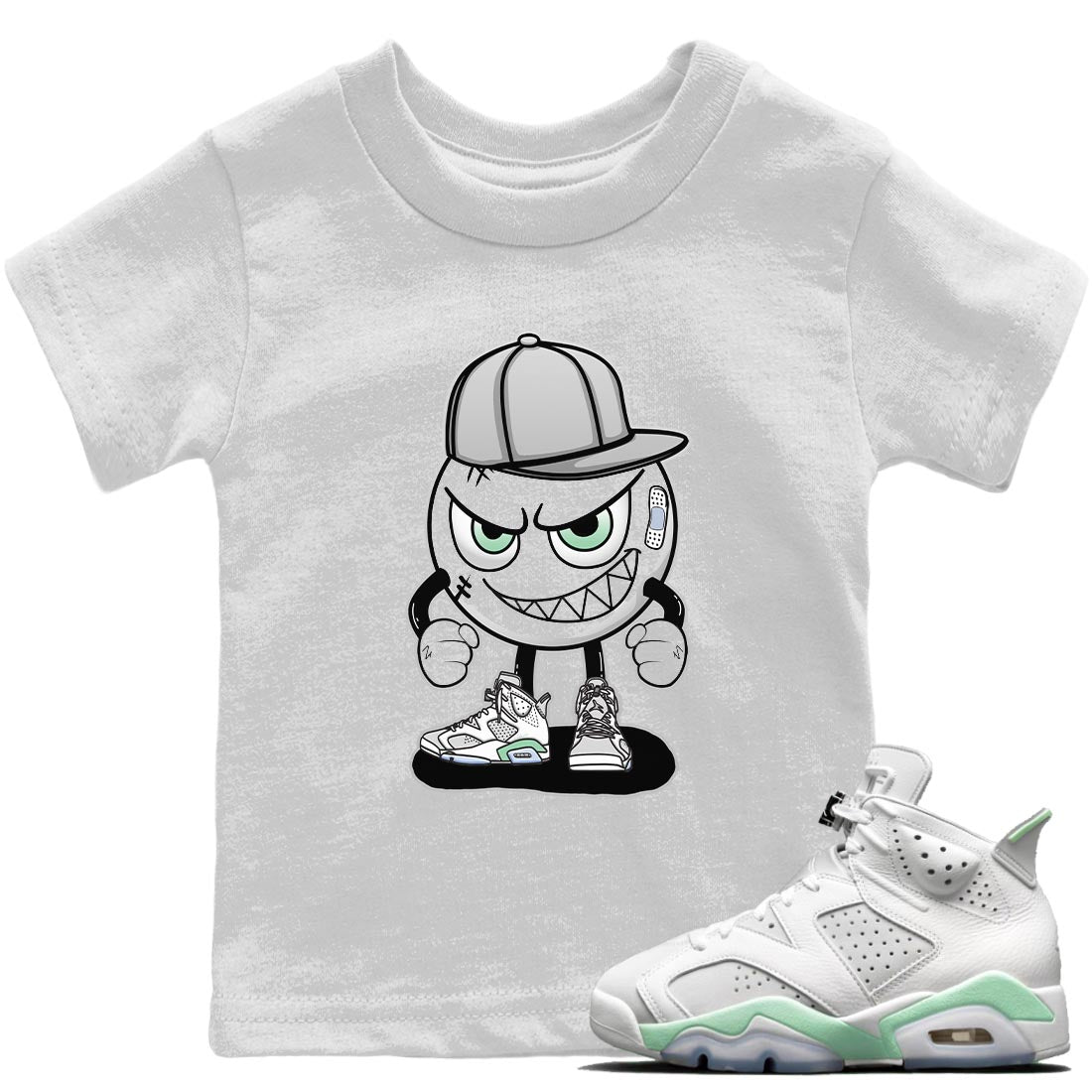 Jordan 6 Mint Foam Sneaker Matching T-Shirt Mischief Emoji Sneaker Tees Jordan 6 Mint Foam Sneaker Release Tees Kids Shirts