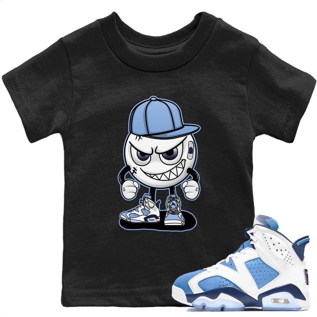 Jordan 6 UNC Shirt To Match Jordans Mischief Emoji Sneaker Tees Jordan 6 UNC Drip Gear Zone Sneaker Matching Clothing Kids Shirts