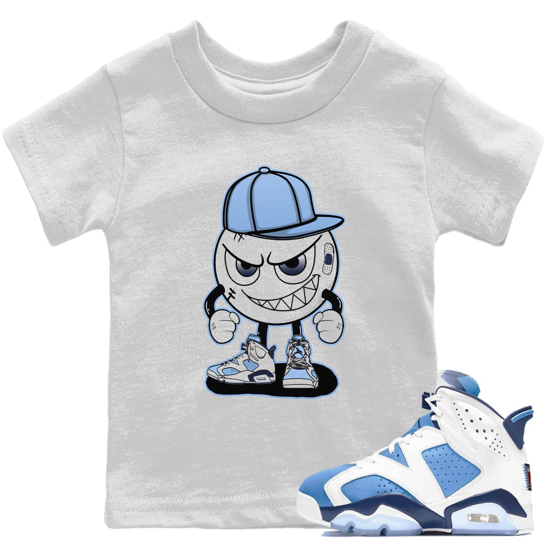 Jordan 6 UNC Shirt To Match Jordans Mischief Emoji Sneaker Tees Jordan 6 UNC Drip Gear Zone Sneaker Matching Clothing Kids Shirts