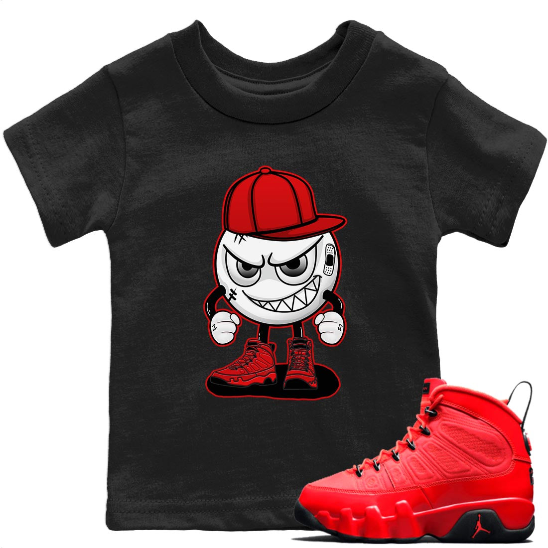 Jordan 9 Chile Red Shirt To Match Jordans Mischief Emoji Sneaker Tees Jordan 9 Chile Red Drip Gear Zone Sneaker Matching Clothing Kids Shirts