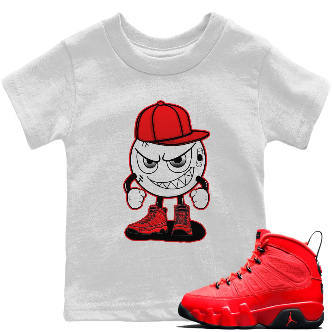 Jordan 9 Chile Red Shirt To Match Jordans Mischief Emoji Sneaker Tees Jordan 9 Chile Red Drip Gear Zone Sneaker Matching Clothing Kids Shirts