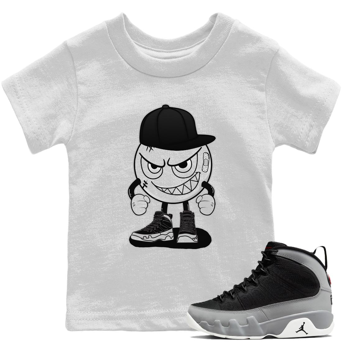 Jordan 9 Particle Grey Shirt To Match Jordans Mischief Emoji Sneaker Tees Jordan 9 Particle Grey Drip Gear Zone Sneaker Matching Clothing Kids Shirts