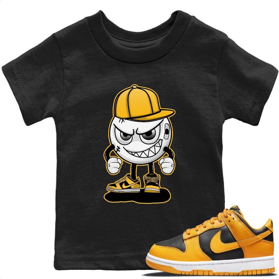 Dunk Championship Goldenrod Sneaker Match Tees Mischief Emoji Sneaker Tees Dunk Championship Goldenrod Jordan to match sneaker T-Shirt Kids Shirts