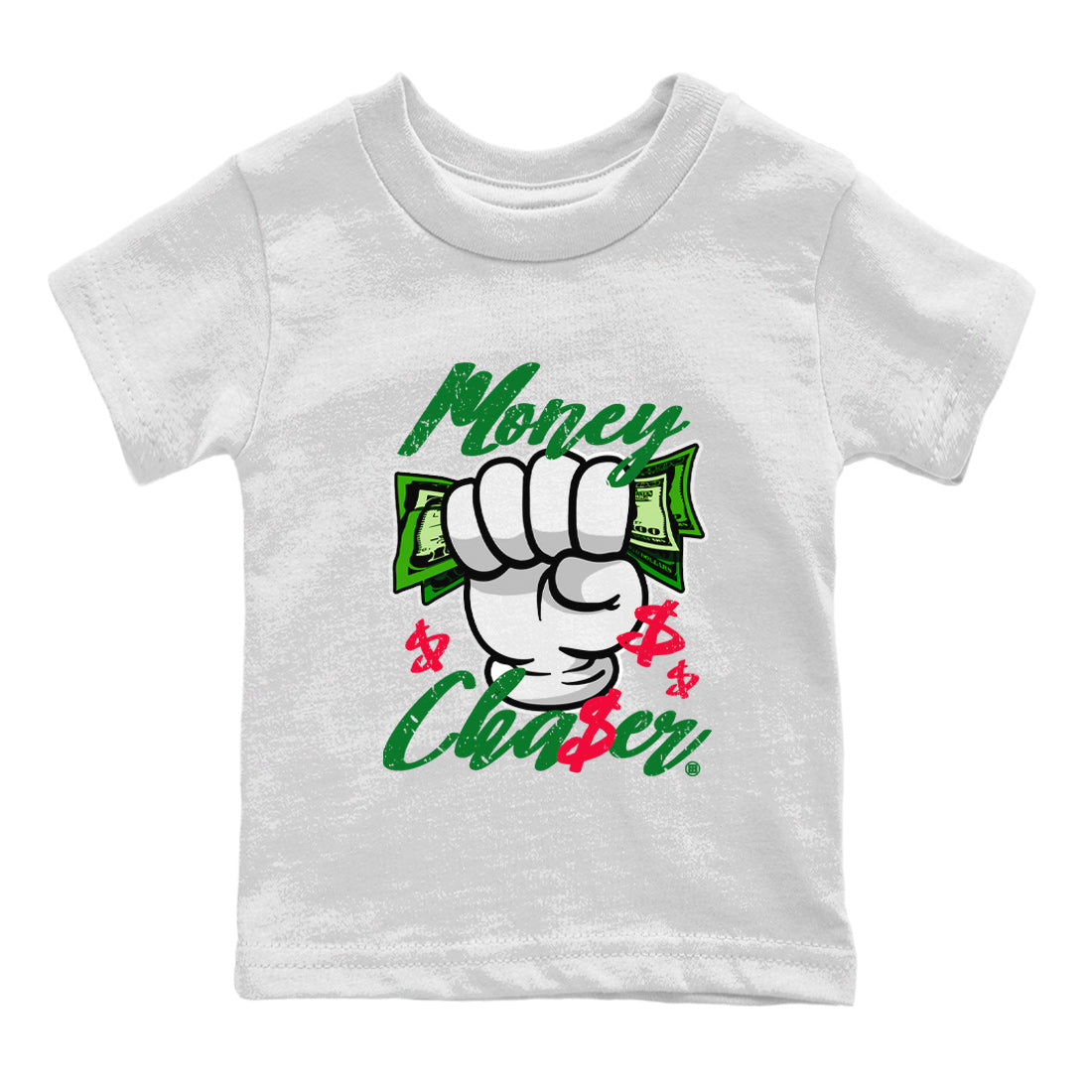 1s Lucky Green Sneaker Match Tees Money Chaser Streetwear Sneaker Shirt Air Jordan 1 Lucky Green Sneaker Release Tees Kids Shirts White 2