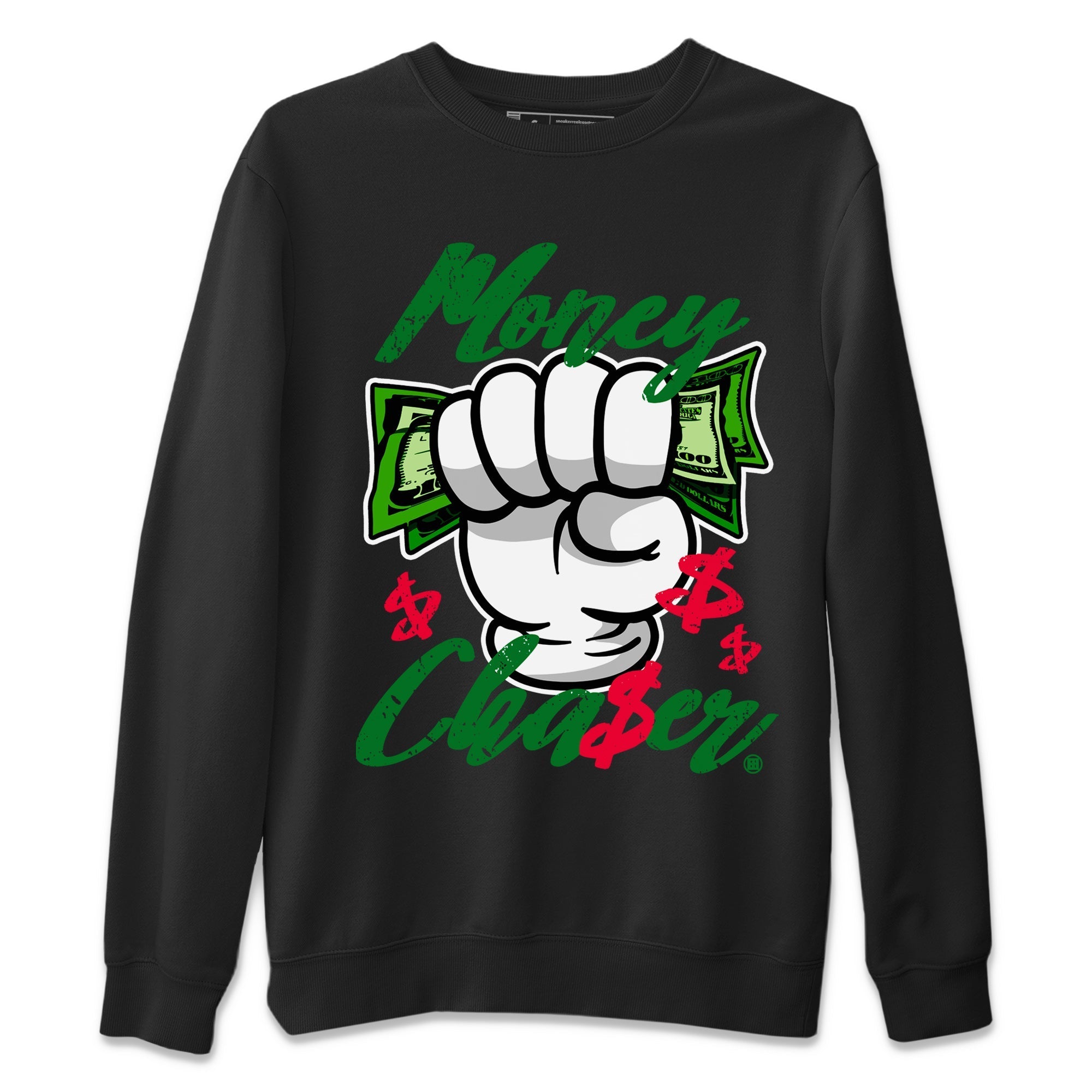 1s Lucky Green Sneaker Match Tees Money Chaser Streetwear Sneaker Shirt Air Jordan 1 Lucky Green Sneaker Release Tees Unisex Shirts Black 2