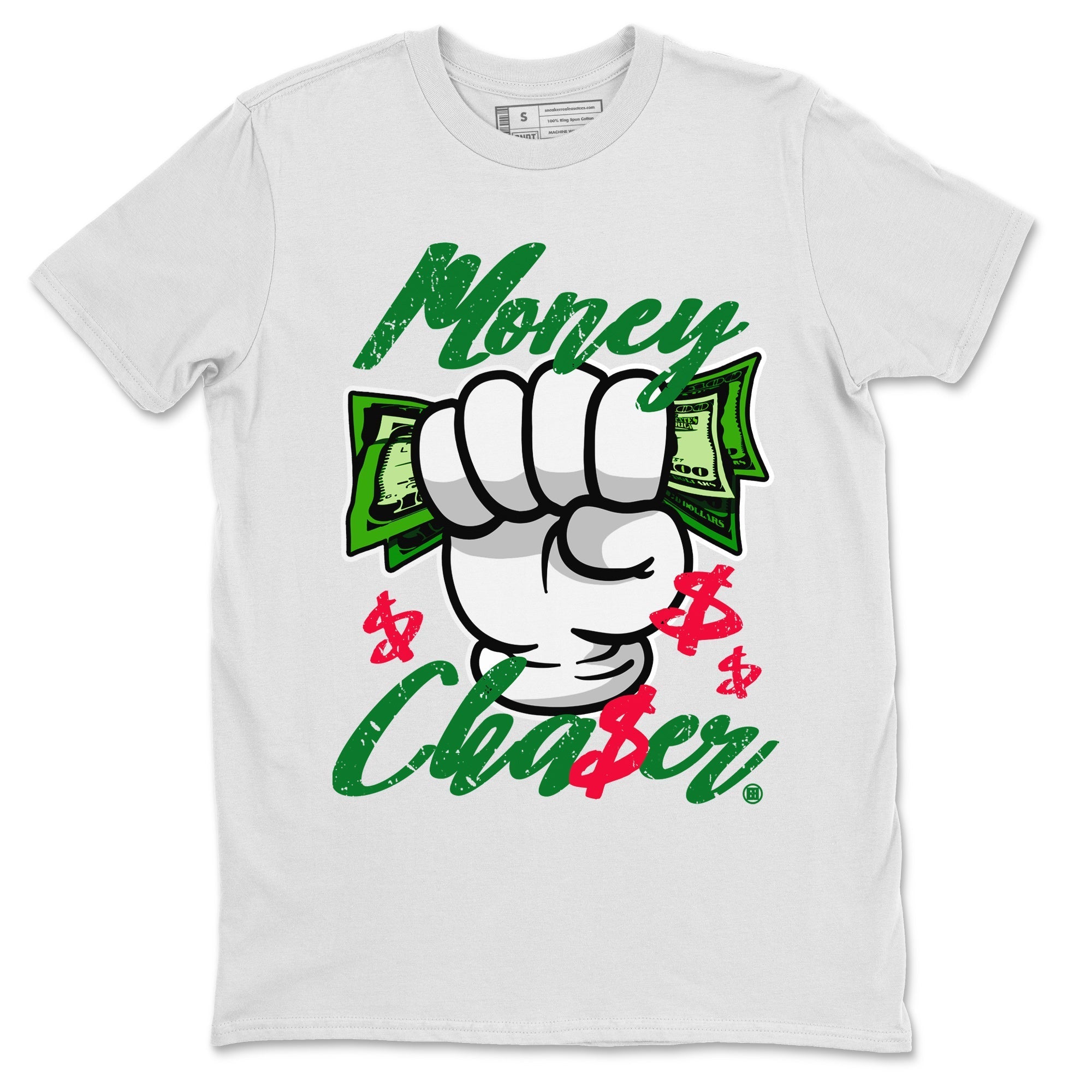 1s Lucky Green Sneaker Match Tees Money Chaser Streetwear Sneaker Shirt Air Jordan 1 Lucky Green Sneaker Release Tees Unisex Shirts White 2