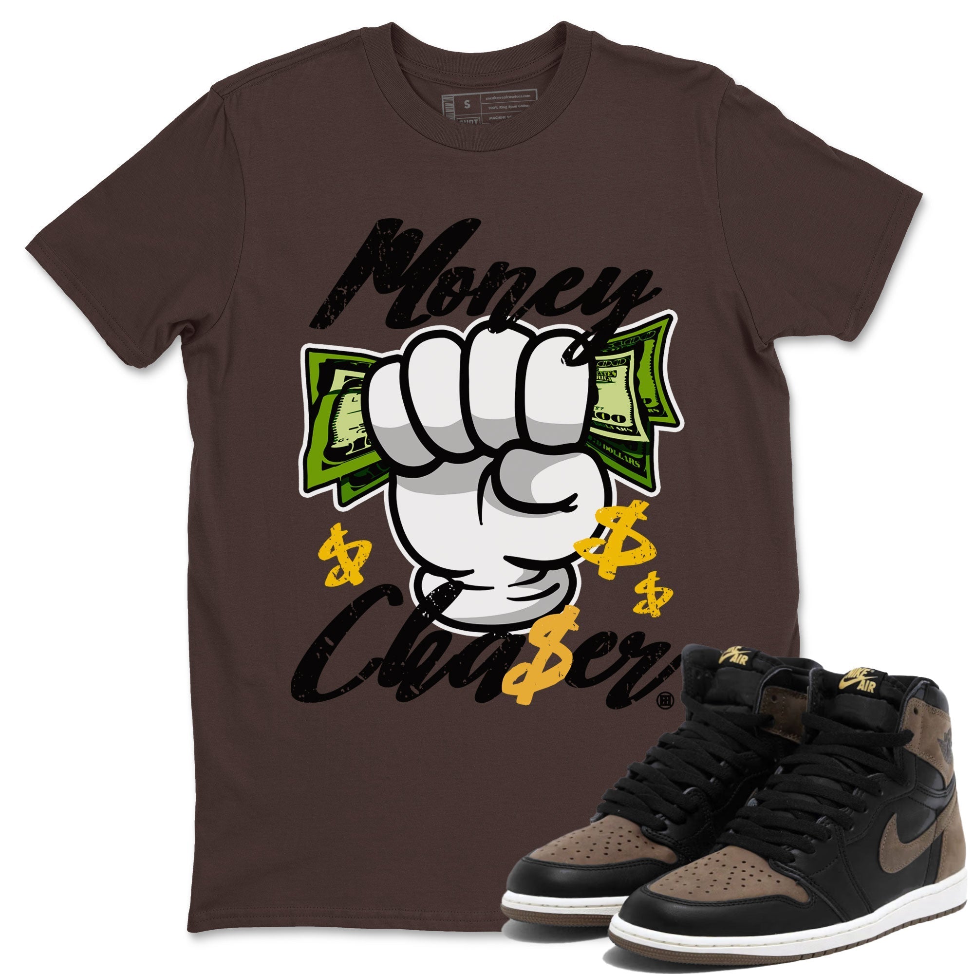 Air Jordan 1 Retro High OG Palomino shirt to match jordans Money Chaser Streetwear Sneaker Shirt Air Jordan 1 Palomino Drip Gear Zone Sneaker Matching Clothing Unisex Dark Chocolate 1 T-Shirt