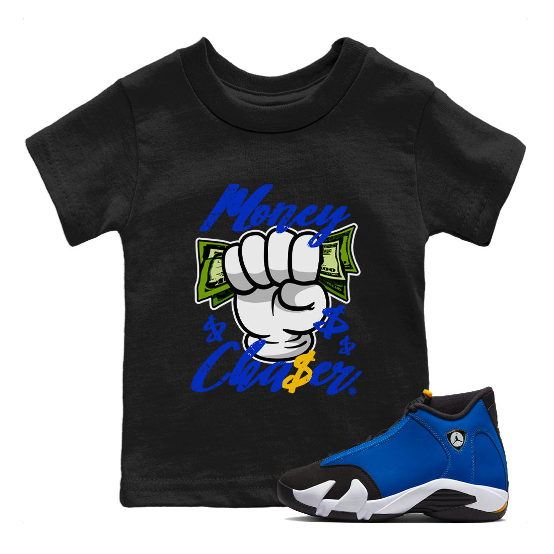 14 Laney Sneaker Match Tees Money Chaser Streetwear Sneaker Shirt Air Jordan 14 Laney Sneaker Release Tees Kids Shirts Black 1