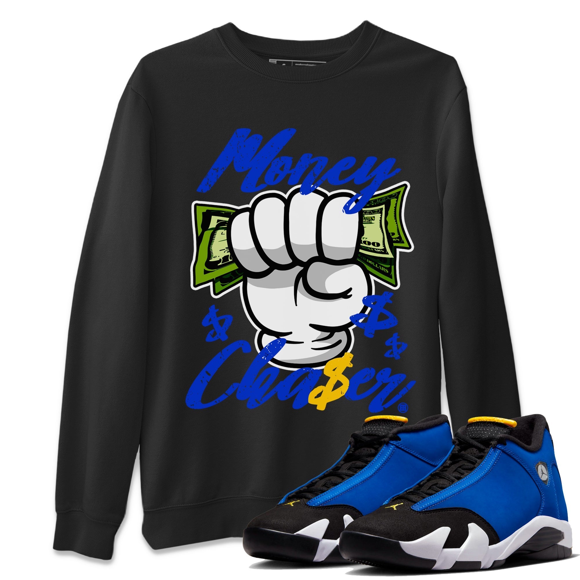 14 Laney Sneaker Match Tees Money Chaser Streetwear Sneaker Shirt Air Jordan 14 Laney Sneaker Release Tees Unisex Shirts Black 2