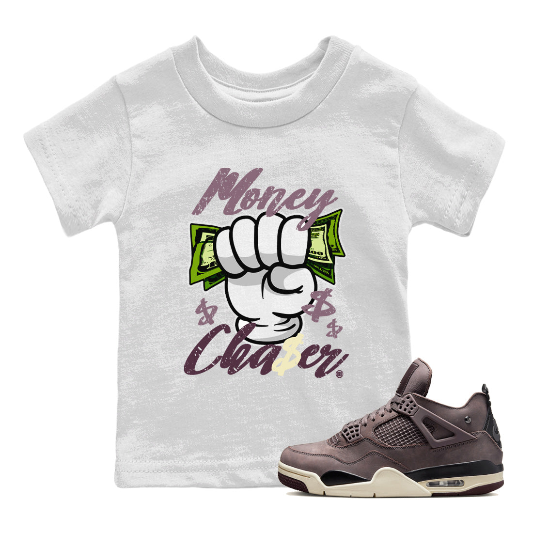 Air Jordan 4 A Ma Maniere Sneaker Match Tees Money Chaser Streetwear Sneaker Shirt Jordan 4 A Ma Maniere Sneaker Release Tees Kids Shirts White 1