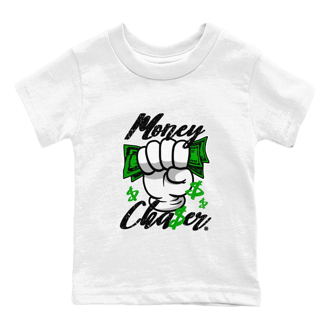 Air Jordan 5 Lucky Green sneaker shirt to match jordans Money Chaser sneaker tees Air Jordan 5 Lucky Green Drip Gear Zone Baby Toddler White 2 T-Shirt