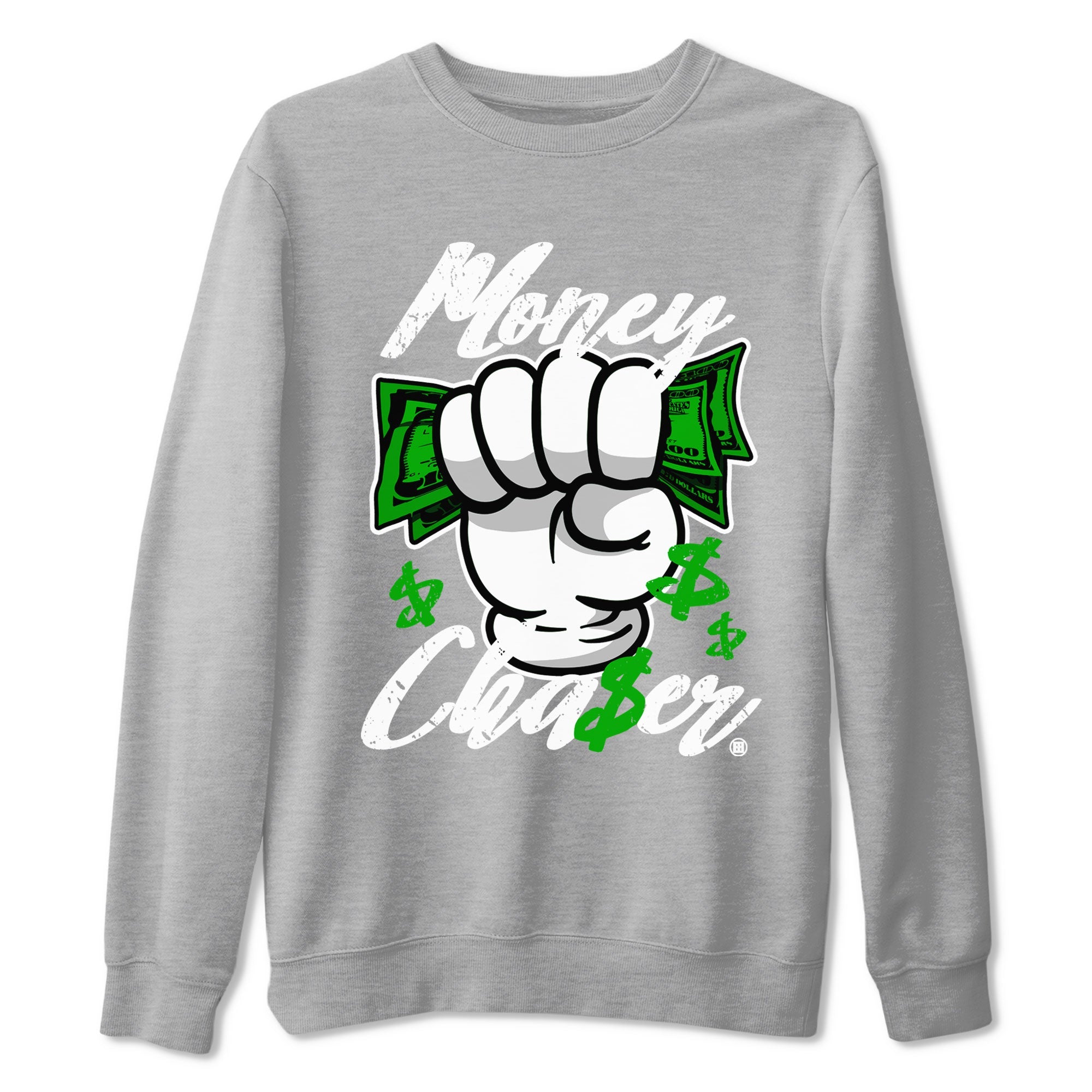 Air Jordan 5 Lucky Green sneaker shirt to match jordans Money Chaser sneaker tees AJ5 Lucky Green Drip Gear Zone Crew Neck Unisex Cotton Sneaker T-Shirt Heather Grey 2 T-Shirt