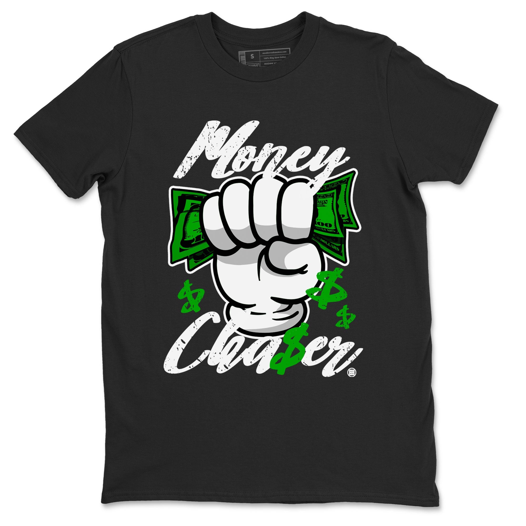 Air Jordan 5 Lucky Green sneaker shirt to match jordans Money Chaser sneaker tees AJ5 Lucky Green Drip Gear Zone Crew Neck Unisex Cotton Sneaker T-Shirt Black 2 T-Shirt