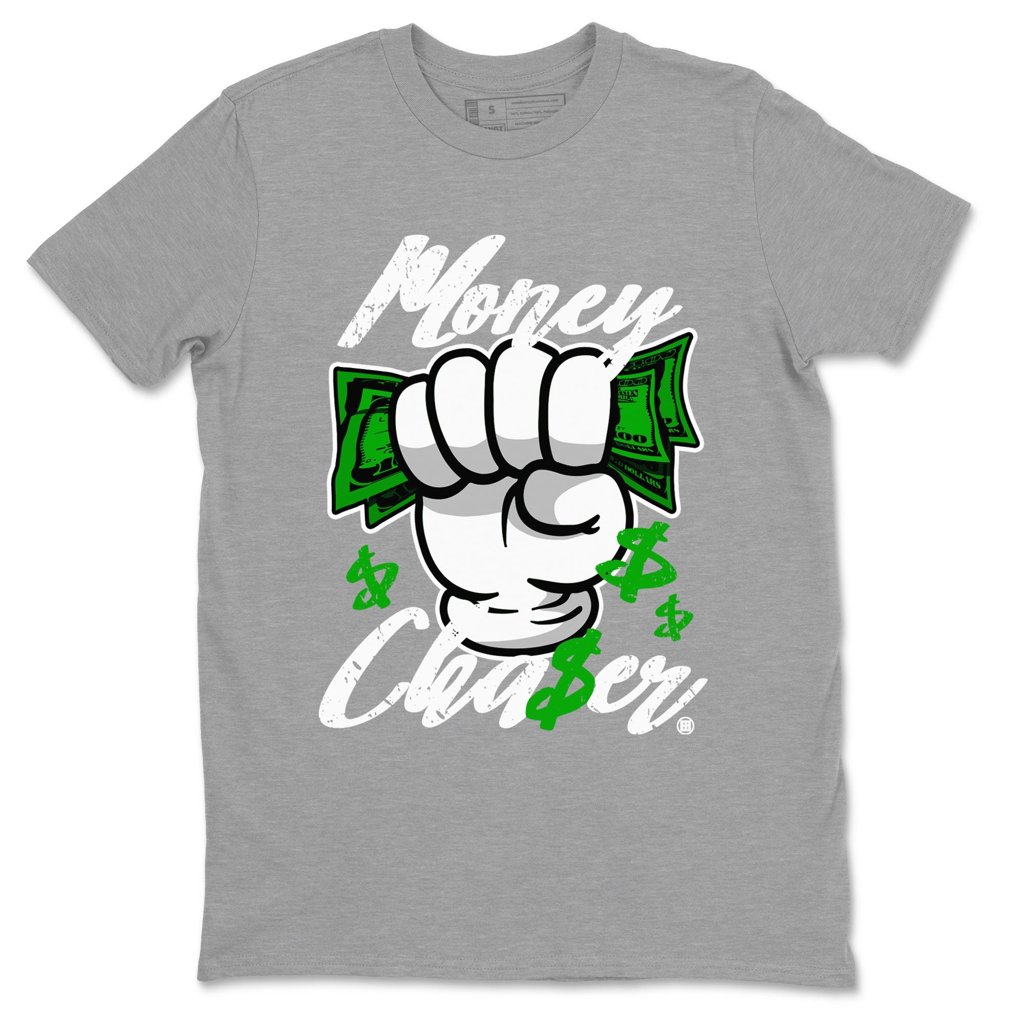 Air Jordan 5 Lucky Green sneaker shirt to match jordans Money Chaser sneaker tees AJ5 Lucky Green Drip Gear Zone Crew Neck Unisex Cotton Sneaker T-Shirt Heather Grey 2 T-Shirt