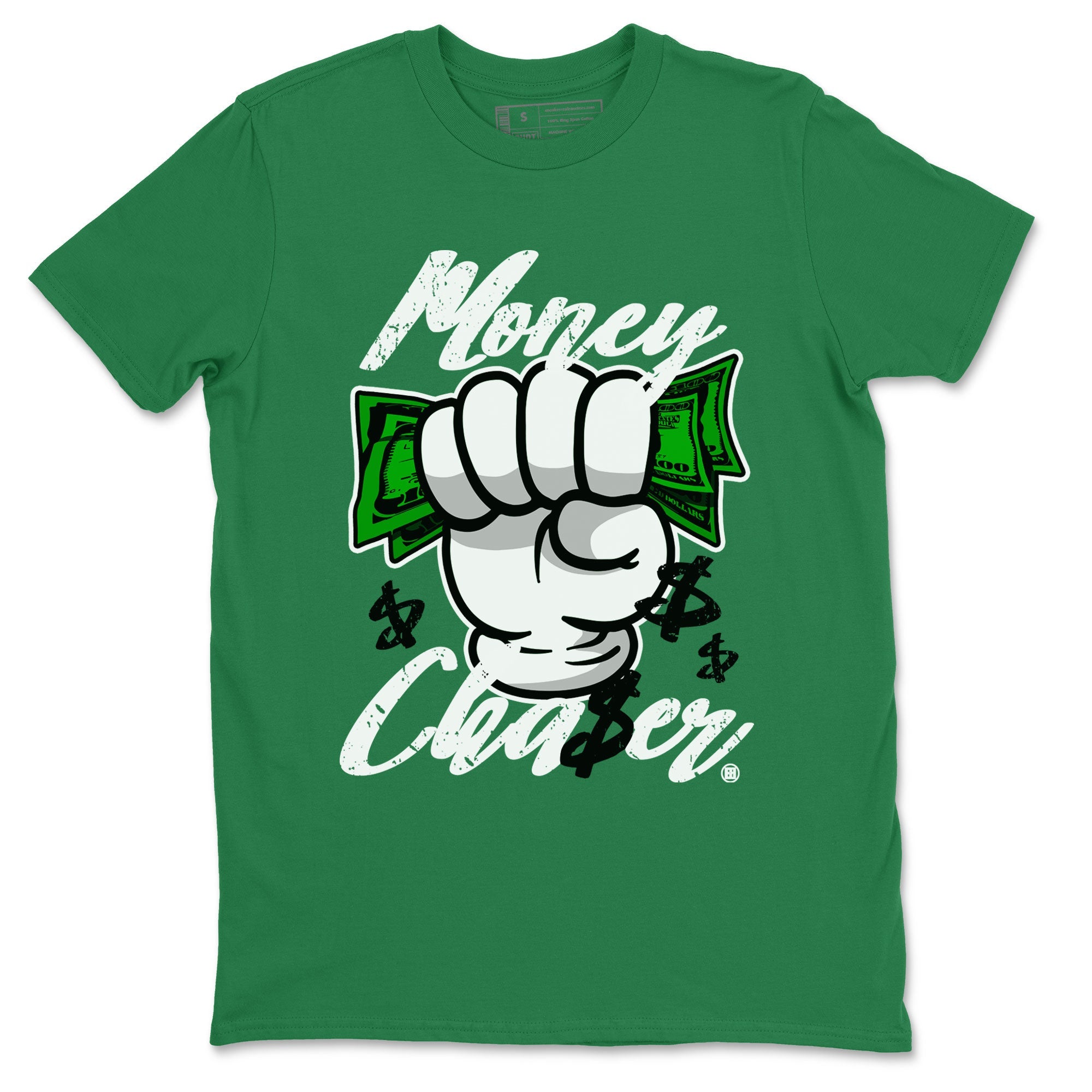 Air Jordan 5 Lucky Green sneaker shirt to match jordans Money Chaser sneaker tees AJ5 Lucky Green Drip Gear Zone Crew Neck Unisex Cotton Sneaker T-Shirt Kelly Green 2 T-Shirt